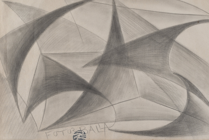 Giacomo Balla_Linea di velocità + spazio  1913 circa  matita su carta   Roma